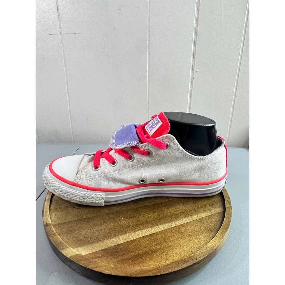 Converse Chuck Taylor Sneakers Junior 4 White Good Double Tongue Pink Purple